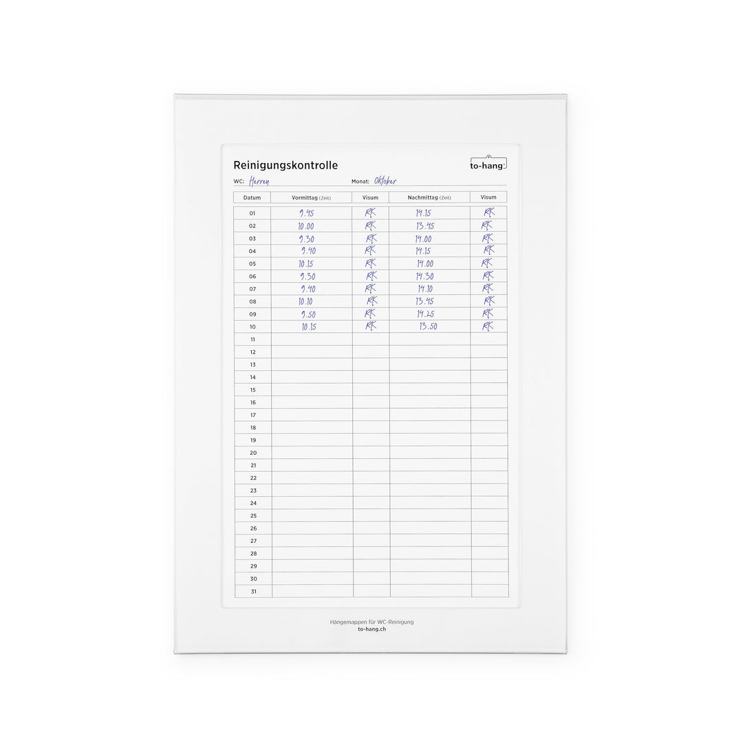 Hygiene information frame fixed DIN A4, portrait with writing opening