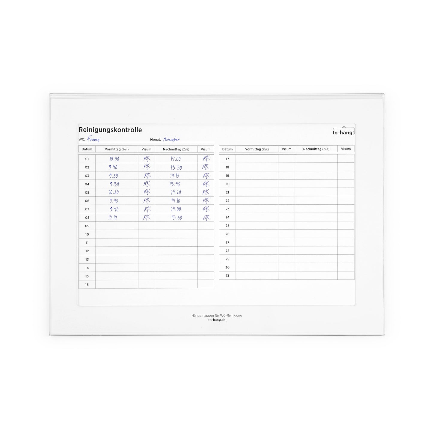 Hygiene Info-Rahmen fix  DIN A4, quer mit Schreiböffnung