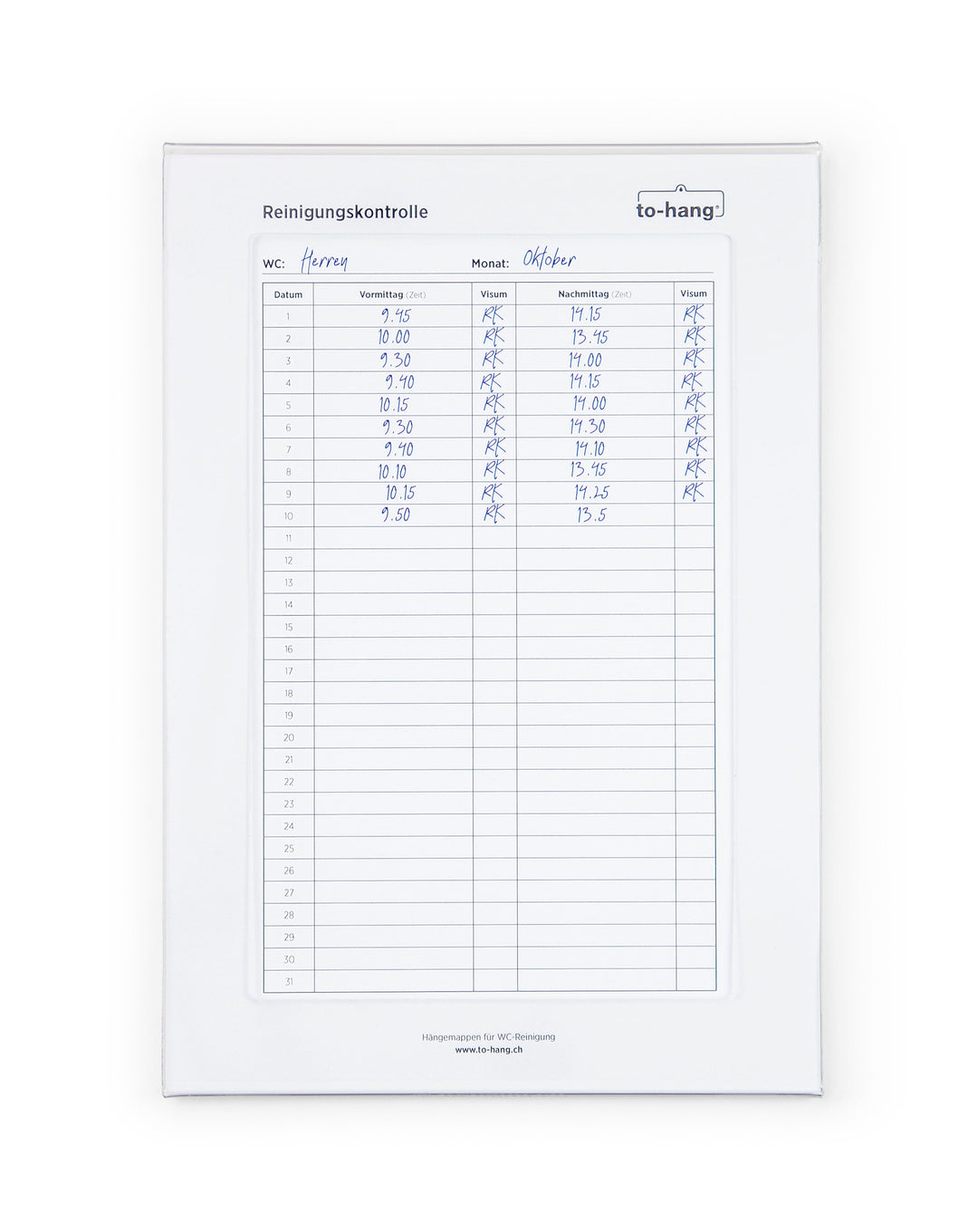 Hygiene information frame fixed DIN A5, portrait with writing opening