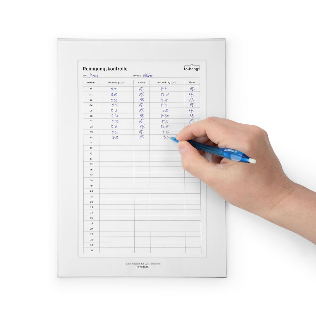 Hygiene information frame fixed DIN A4, portrait with writing opening