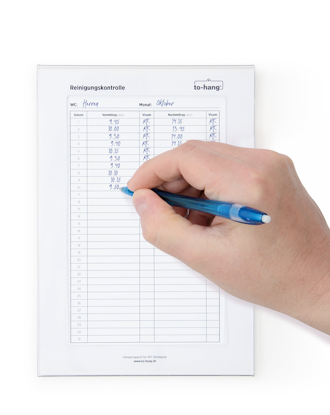 Hygiene information frame fixed DIN A5, portrait with writing opening