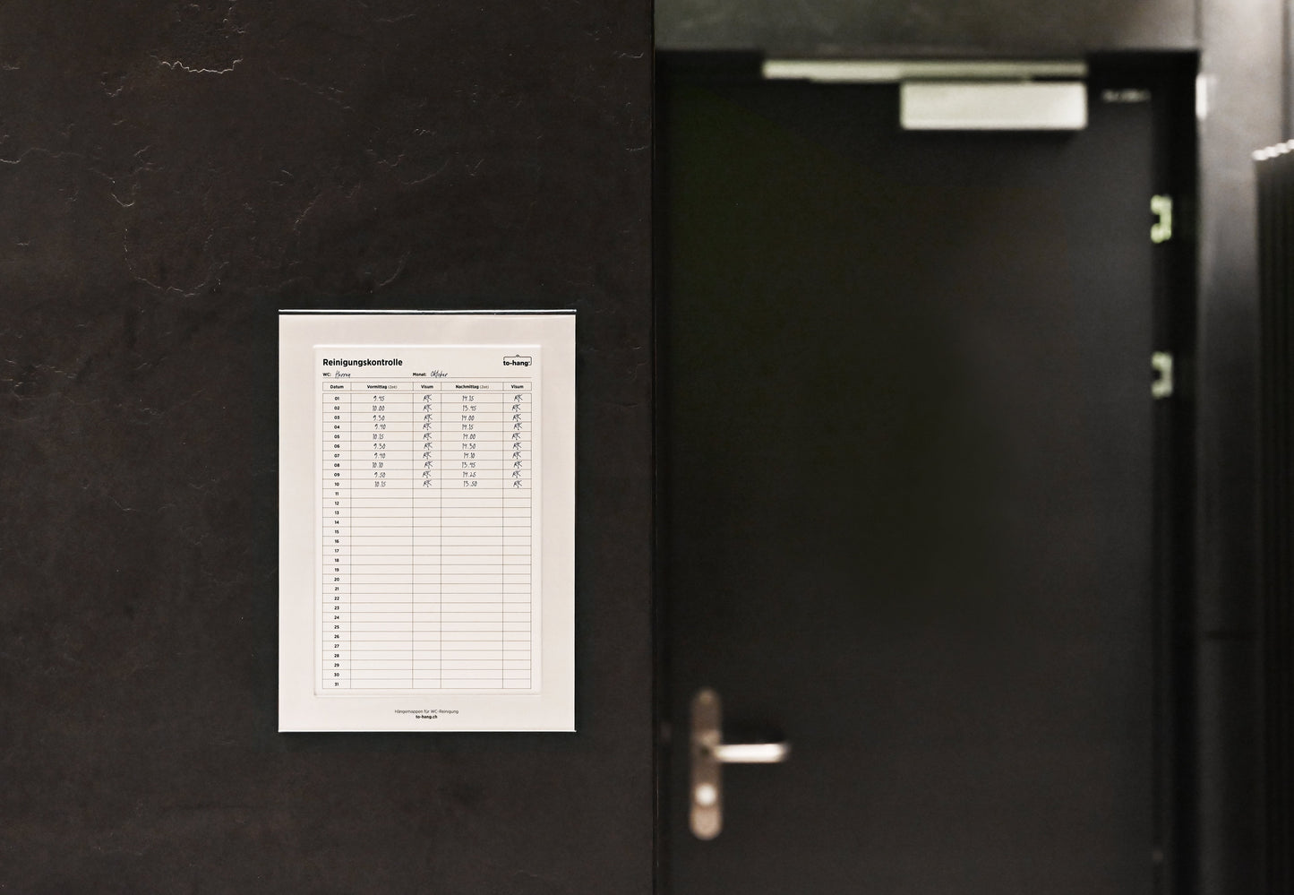 Hygiene information frame fixed DIN A4, portrait with writing opening