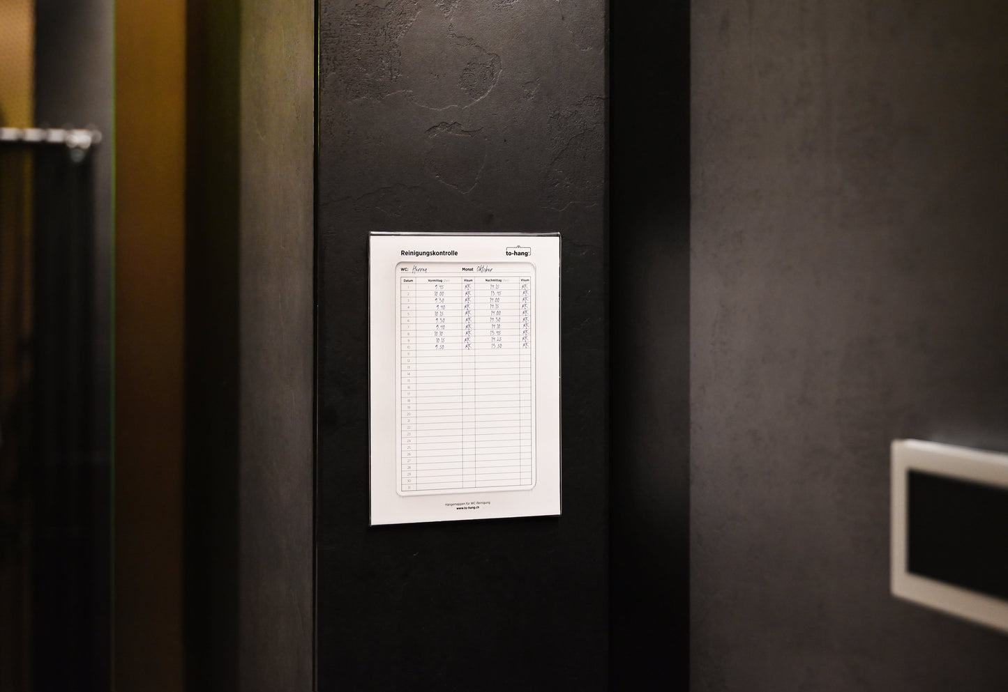 Hygiene information frame fixed DIN A5, portrait with writing opening